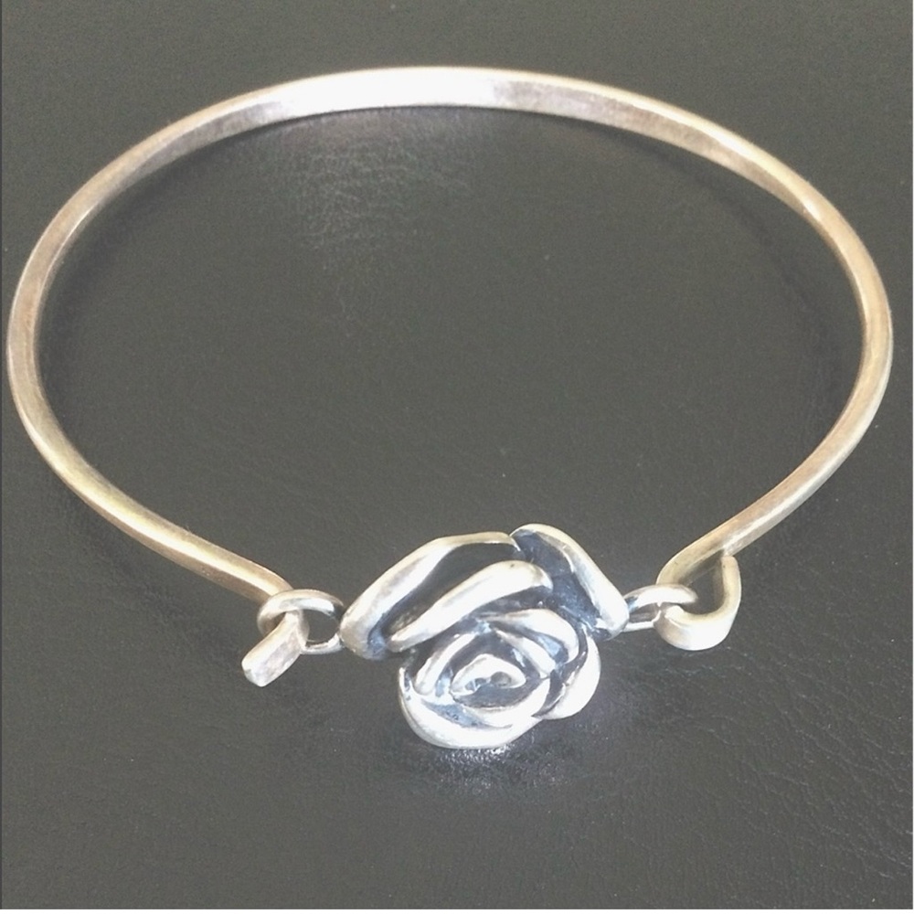 925 Silver Bangle with Rose